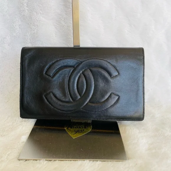 CHANEL Black Long Wallet Lambskin Leather - Picture 2 of 12